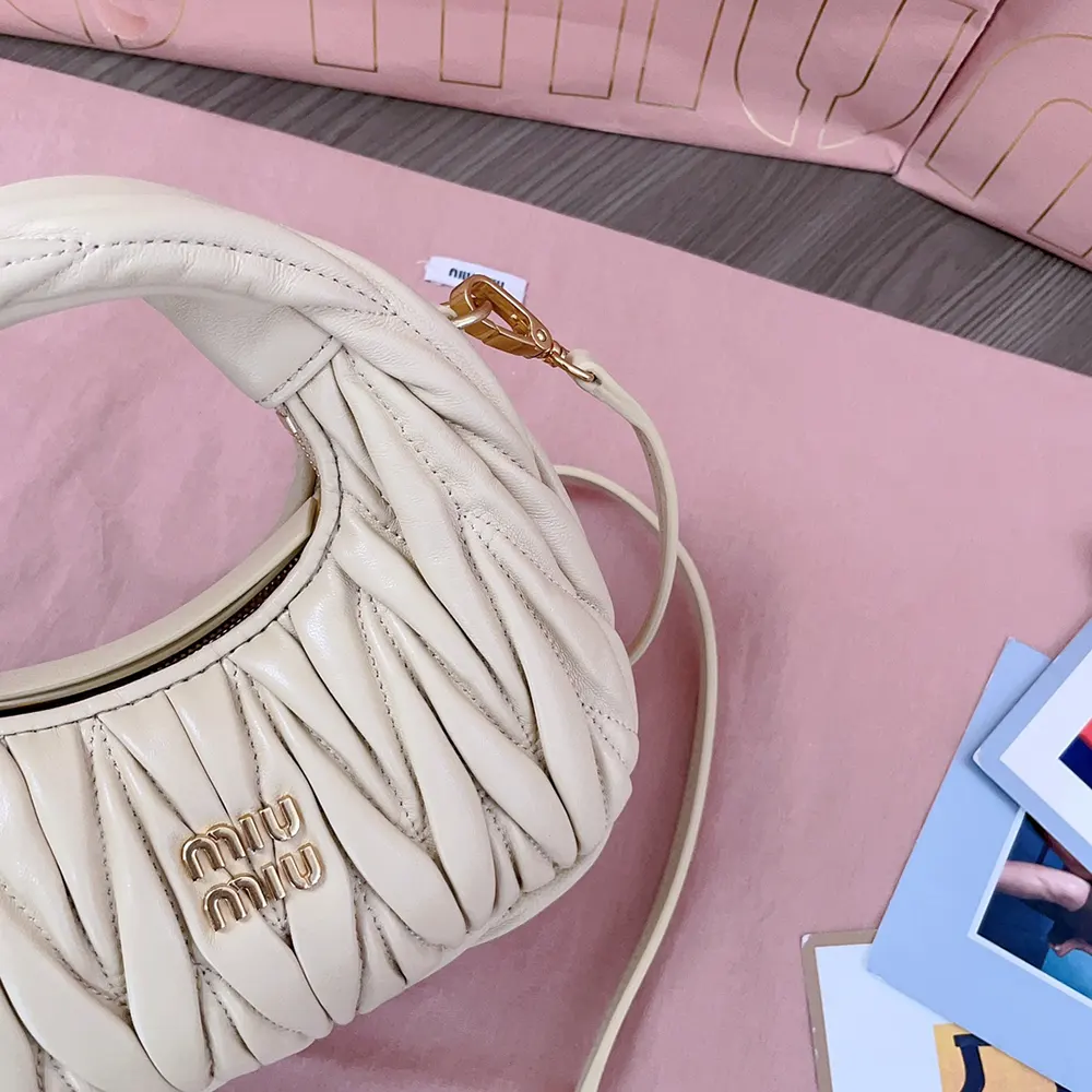 Miu Miu Women Wander Matelassé Nappa Leather Hobo Mini-Bag-Light Yellow - image 8