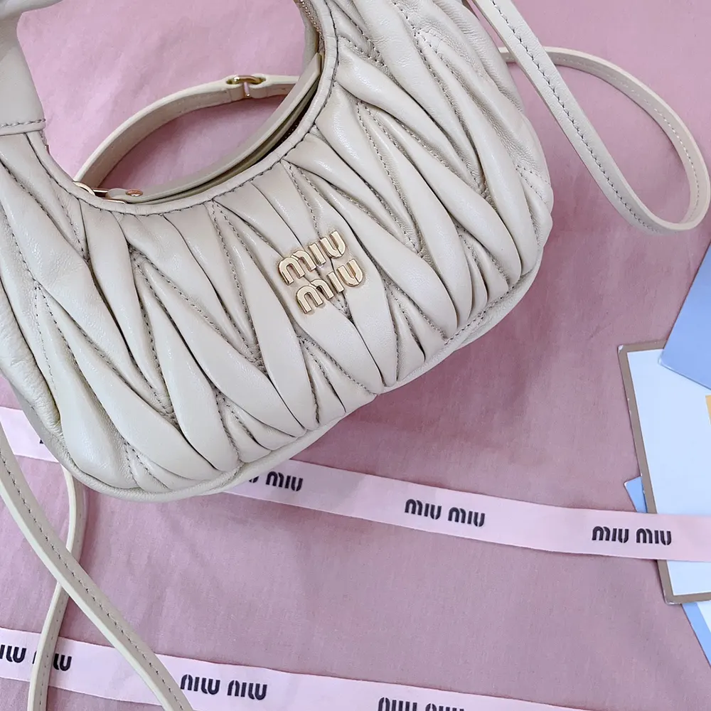Miu Miu Women Wander Matelassé Nappa Leather Hobo Mini-Bag-Light Yellow - image 9