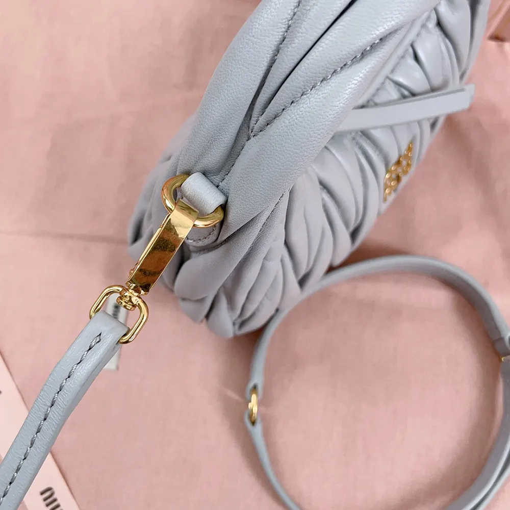 Miu Miu Women Wander Matelassé Nappa Leather Hobo Mini-Bag-Powder Blue - image 8