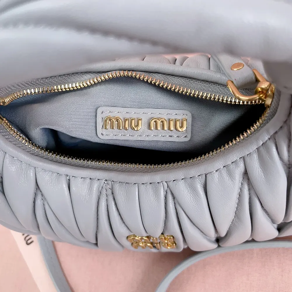 Miu Miu Women Wander Matelassé Nappa Leather Hobo Mini-Bag-Powder Blue - image 10