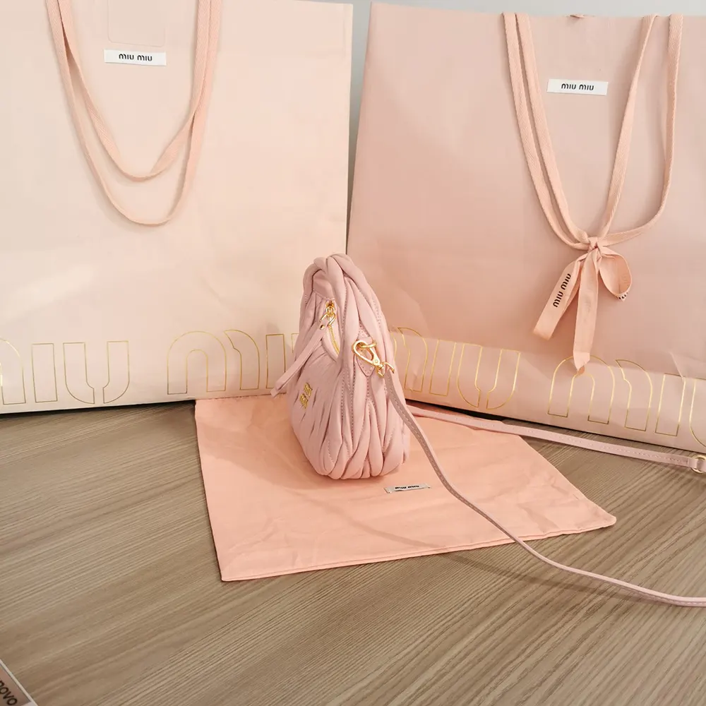 Miu Miu Women Wander Matelassé Nappa Leather Hobo Mini-Bag-Powder Pink - image 4