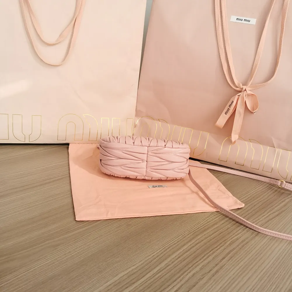 Miu Miu Women Wander Matelassé Nappa Leather Hobo Mini-Bag-Powder Pink - image 5