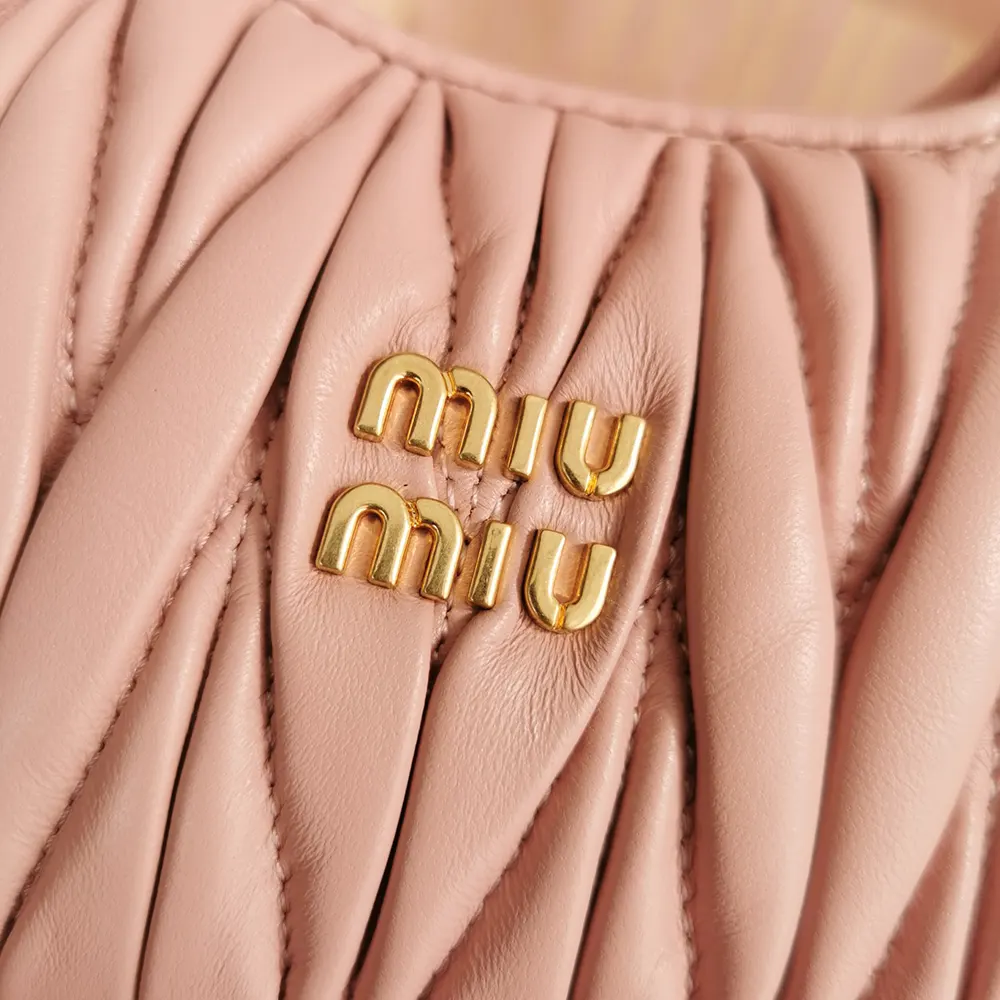 Miu Miu Women Wander Matelassé Nappa Leather Hobo Mini-Bag-Powder Pink - image 10