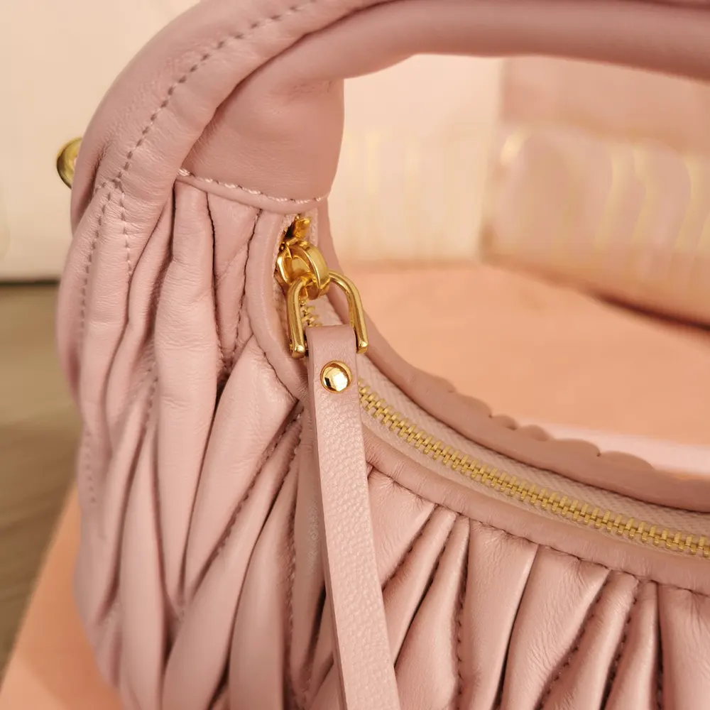 Miu Miu Women Wander Matelassé Nappa Leather Hobo Mini-Bag-Powder Pink - image 6