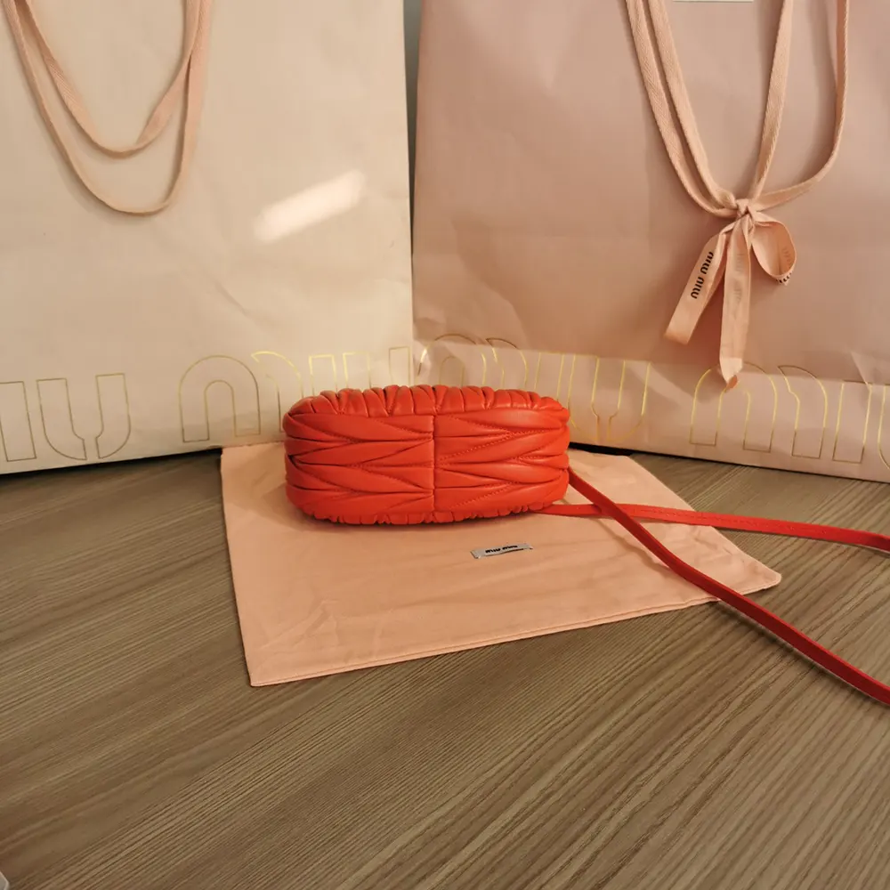 Miu Miu Women Wander Matelassé Nappa Leather Hobo Mini-Bag-Red - image 5