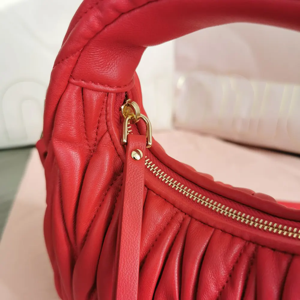 Miu Miu Women Wander Matelassé Nappa Leather Hobo Mini-Bag-Red - image 9