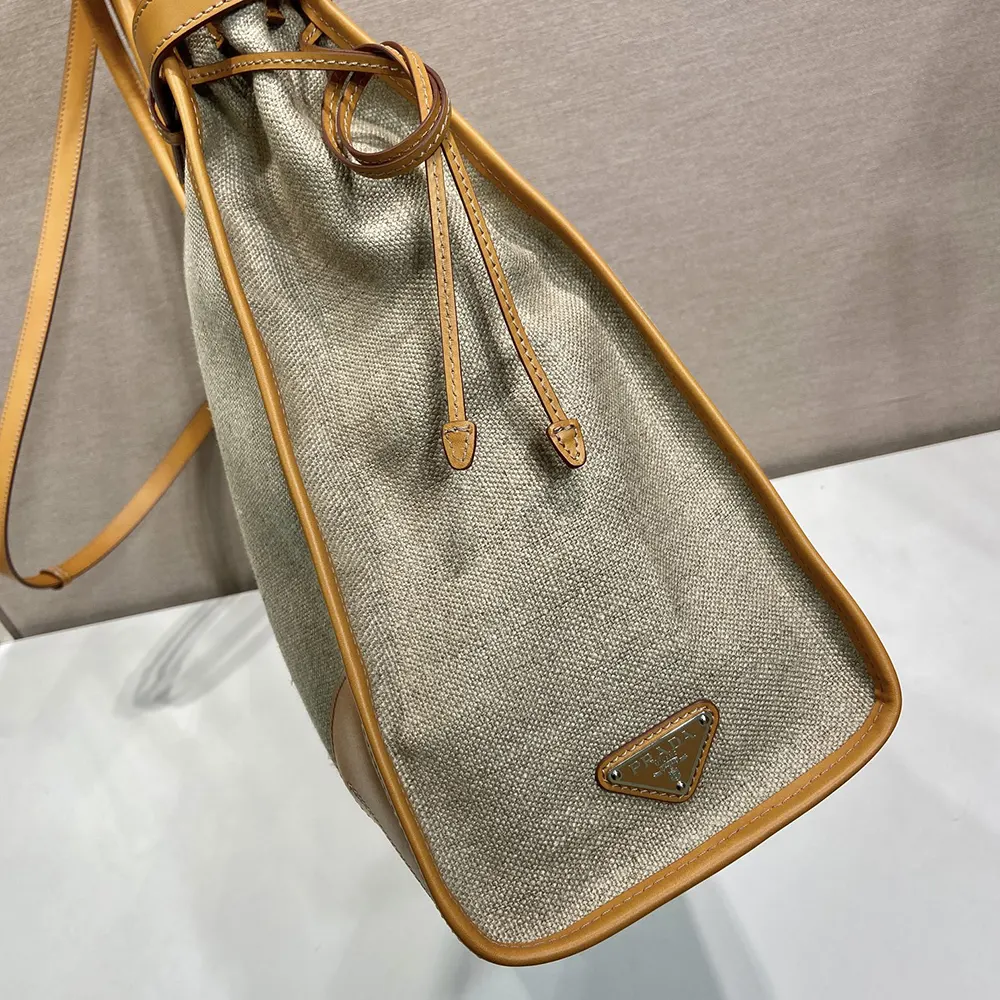 Prada Unisex Bonnie Linen and Leather Tote Bag - image 6