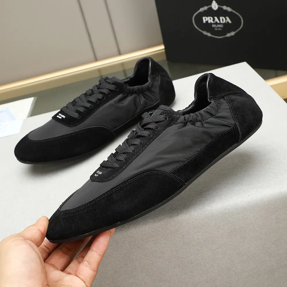 Prada Unisex Collapse Re-Nylon and Suede Elasticized Sneakers-Black - image 5