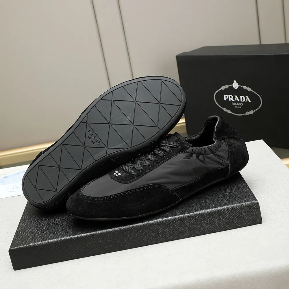 Prada Unisex Collapse Re-Nylon and Suede Elasticized Sneakers-Black - image 9
