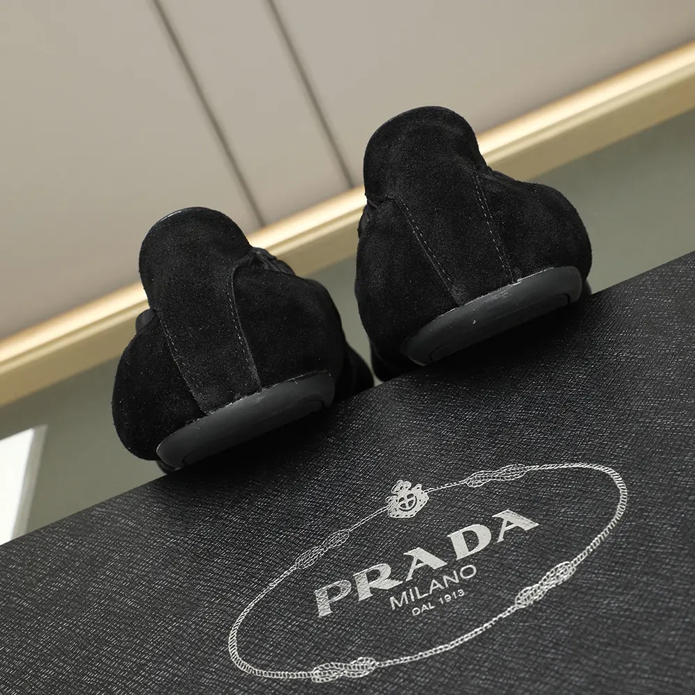Prada Unisex Collapse Re-Nylon and Suede Elasticized Sneakers-Black - image 8