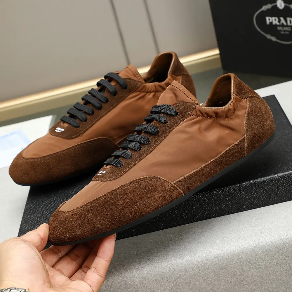 Prada Unisex Collapse Re-Nylon and Suede Elasticized Sneakers-Brown - image 5