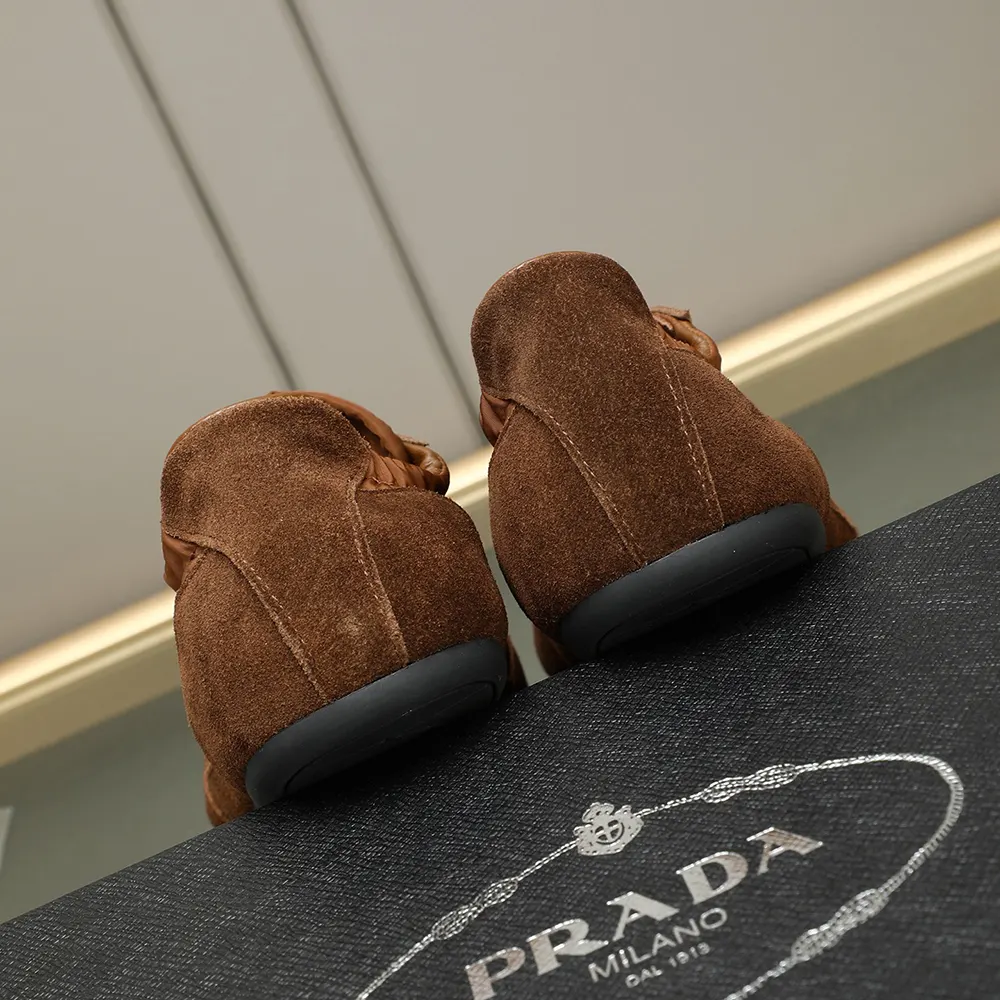 Prada Unisex Collapse Re-Nylon and Suede Elasticized Sneakers-Brown - image 7
