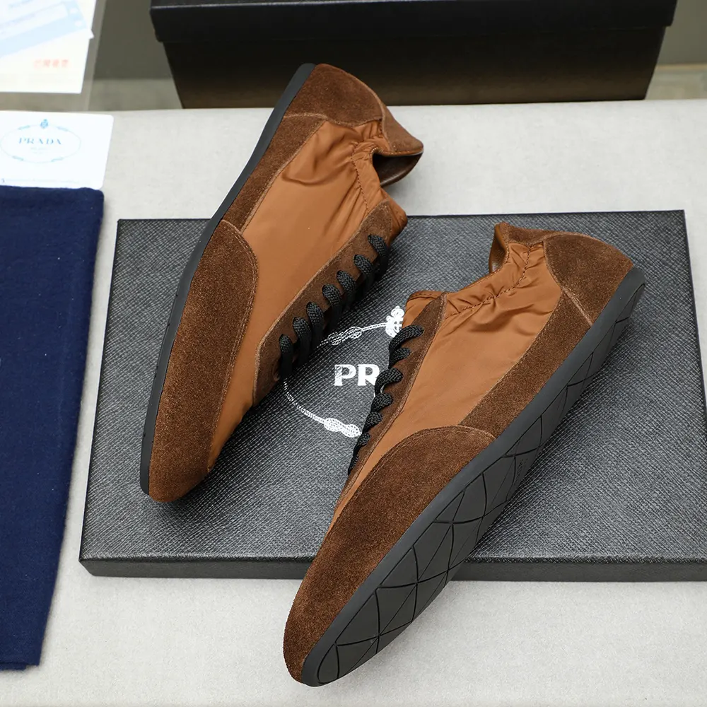 Prada Unisex Collapse Re-Nylon and Suede Elasticized Sneakers-Brown - image 6