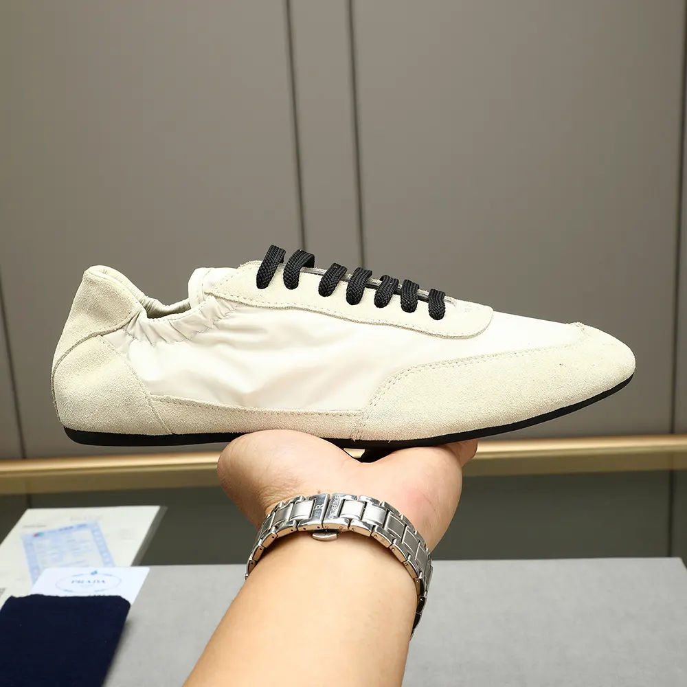Prada Unisex Collapse Re-Nylon and Suede Elasticized Sneakers-Ivory - image 7