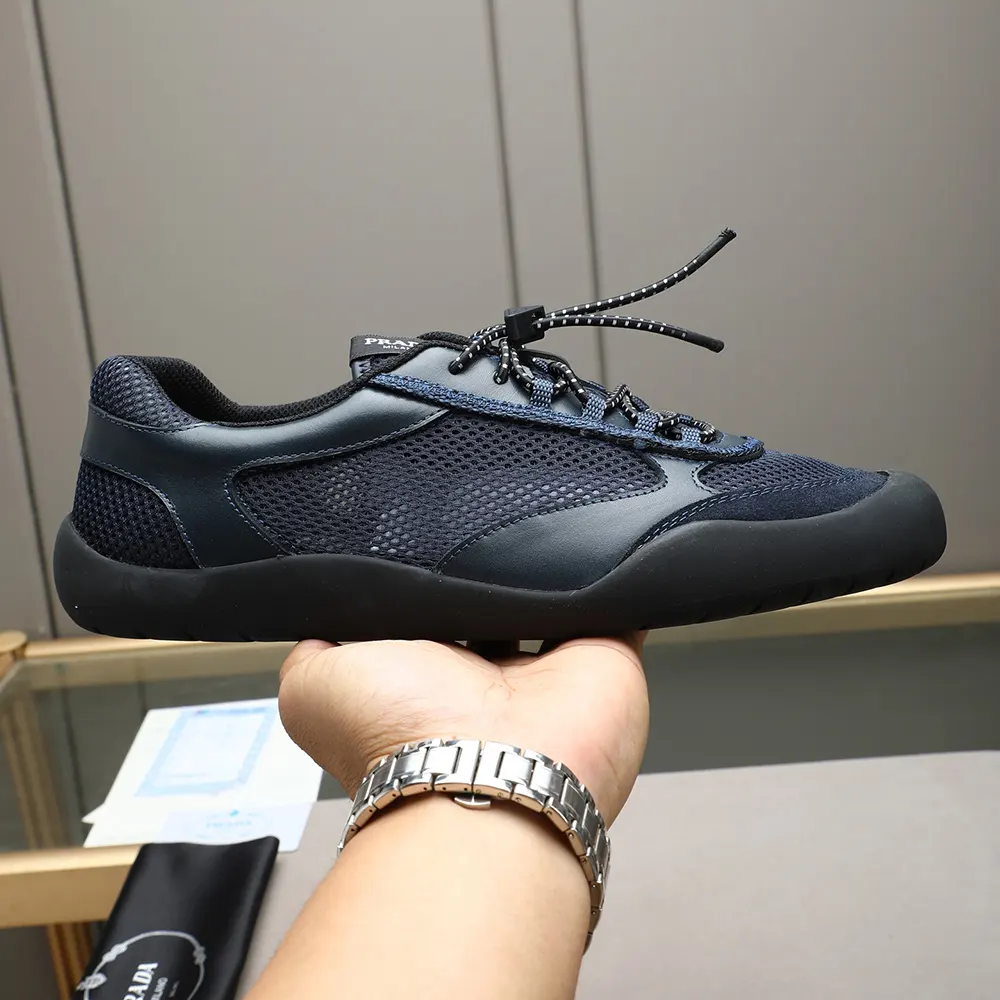 Prada Unisex Speedrock Patent Leather and Mesh Fabric Sneakers-Navy - image 7