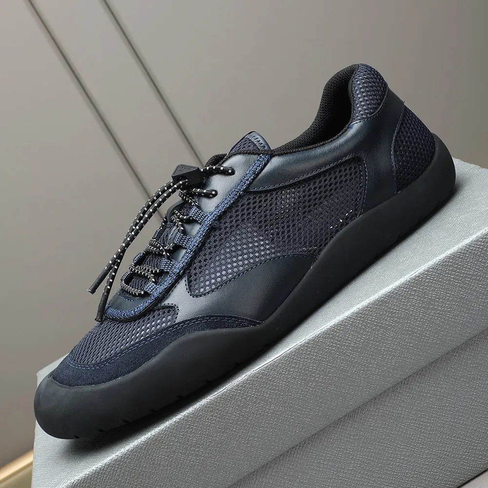 Prada Unisex Speedrock Patent Leather and Mesh Fabric Sneakers-Navy - image 8