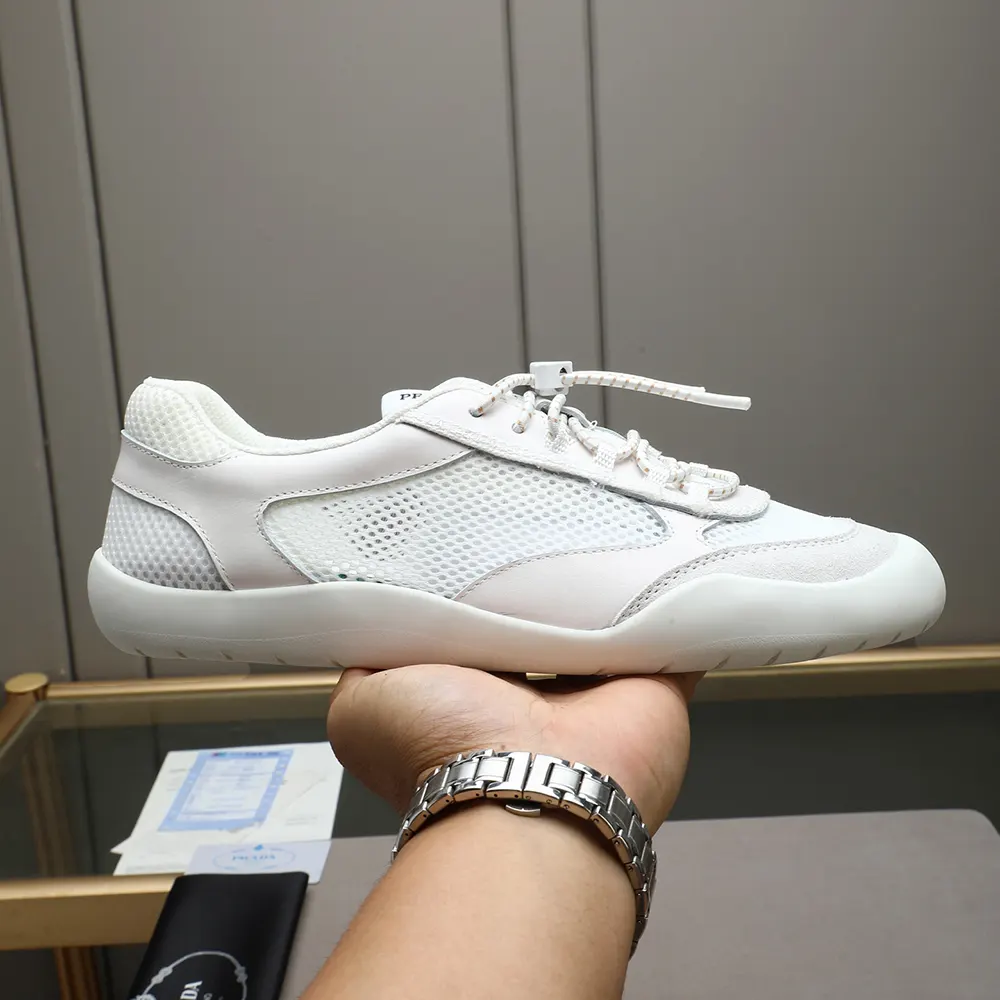 Prada Unisex Speedrock Patent Leather and Mesh Fabric Sneakers-White - image 7
