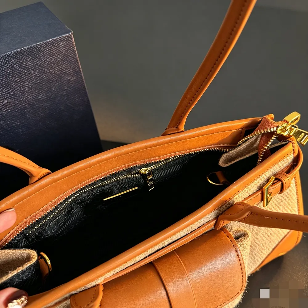 Prada Women Bonnie Medium Linen and Leather Handbag - image 9