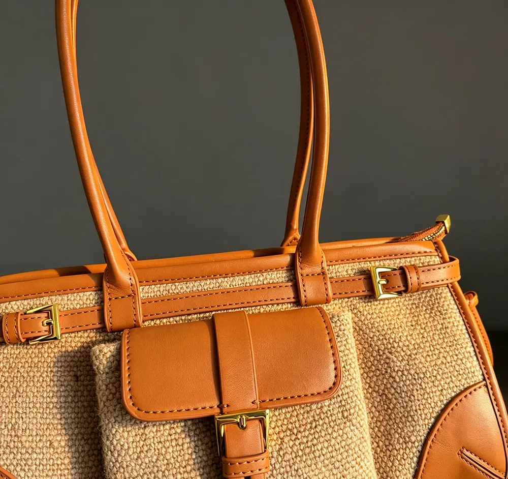 Prada Women Bonnie Medium Linen and Leather Handbag - image 7