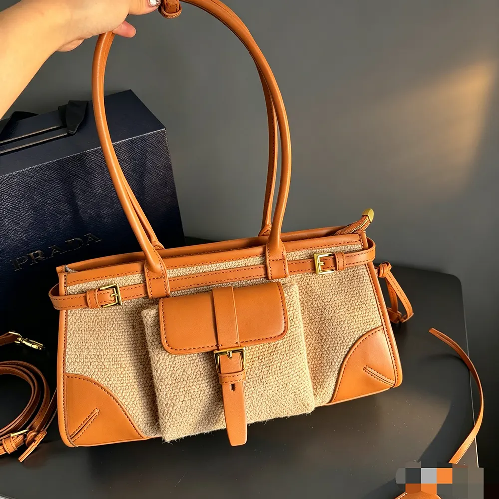 Prada Women Bonnie Medium Linen and Leather Handbag - image 6