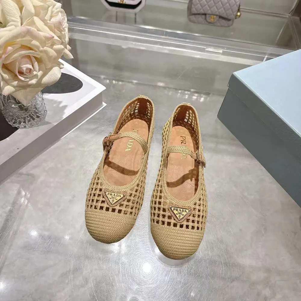 Prada Women Crochet Ballerinas-Quartz - image 5