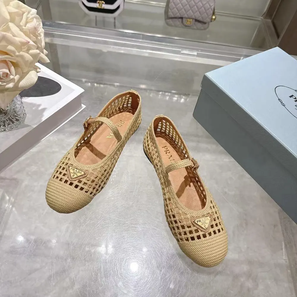Prada Women Crochet Ballerinas-Quartz - image 4