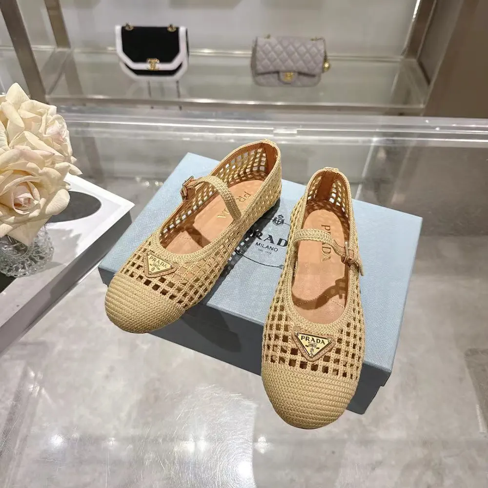 Prada Women Crochet Ballerinas-Quartz - image 6