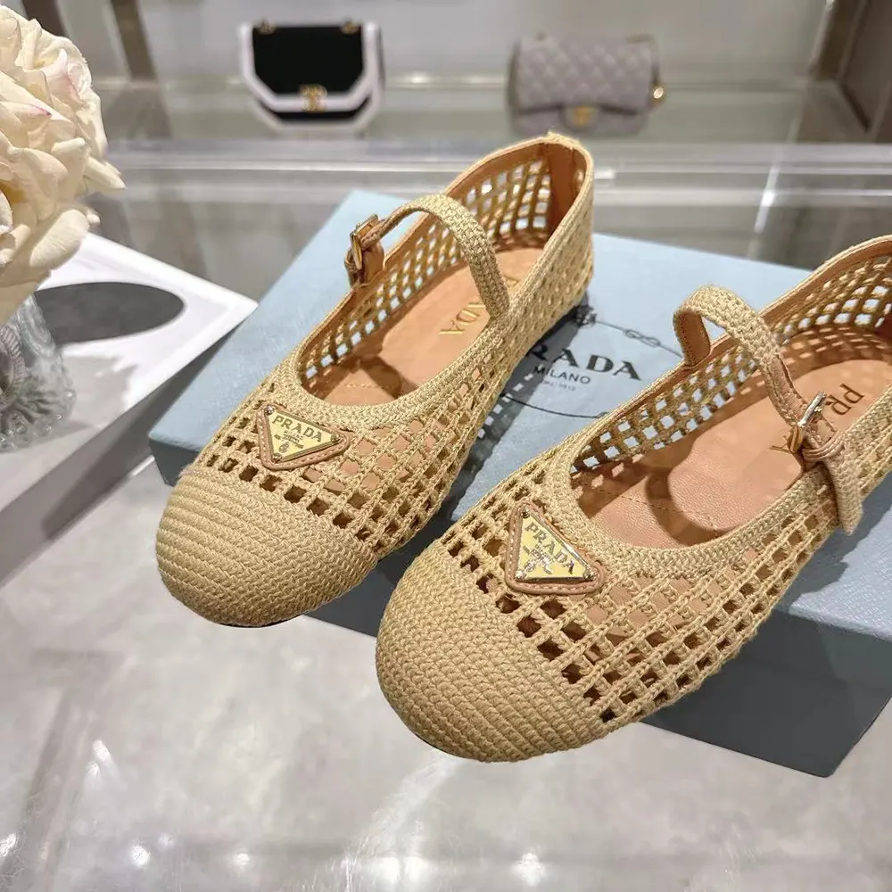 Prada Women Crochet Ballerinas-Quartz - image 8