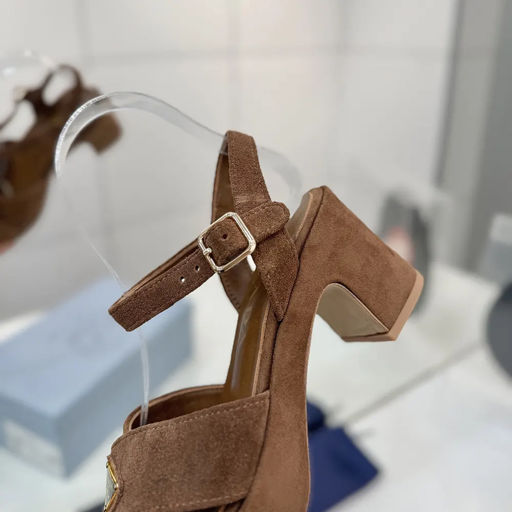 Prada Women Suede Platform Sandals-Brown - image 9