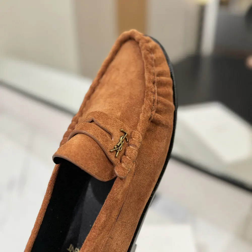 Saint Laurent YSL Unisex Laurent Loafers in Suede-Brown - image 8