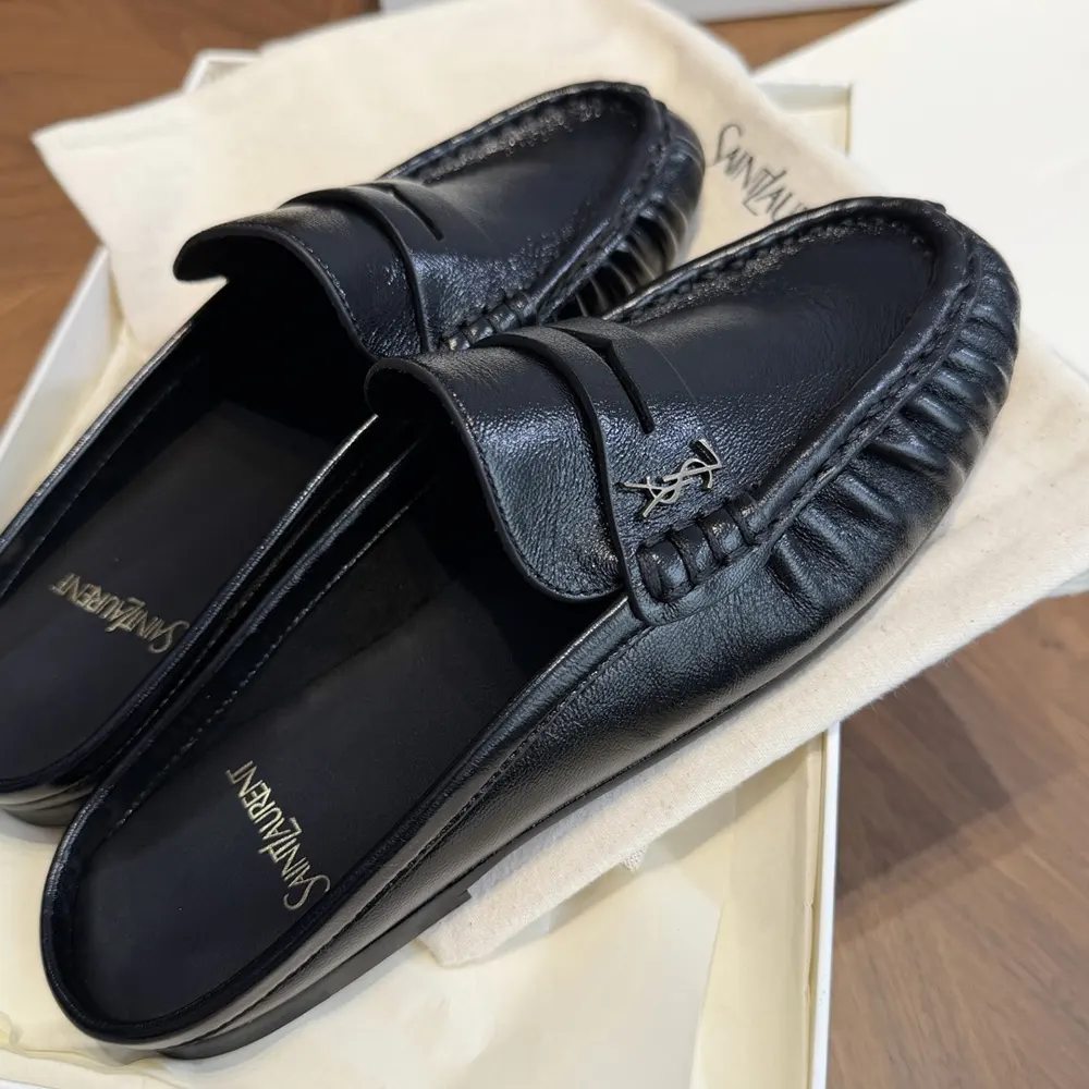 Saint Laurent YSL Unisex Le Loafer Mules in Shiny Creased Leather - image 5