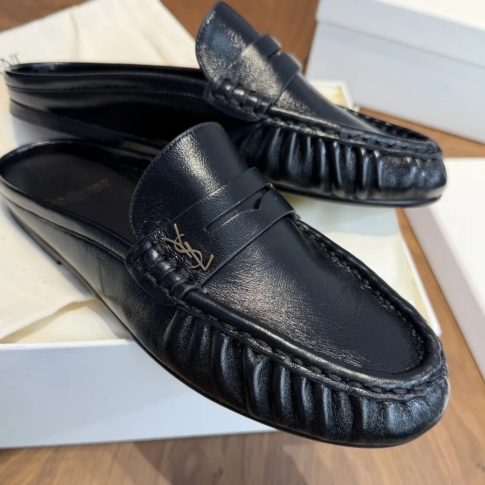 Saint Laurent YSL Unisex Le Loafer Mules in Shiny Creased Leather - image 7