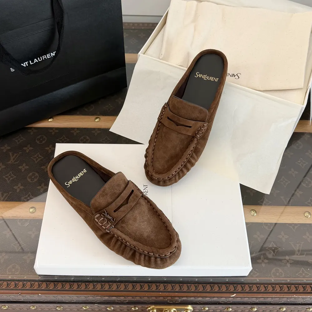 Saint Laurent YSL Unisex Le Loafer Mules in Suede - image 4