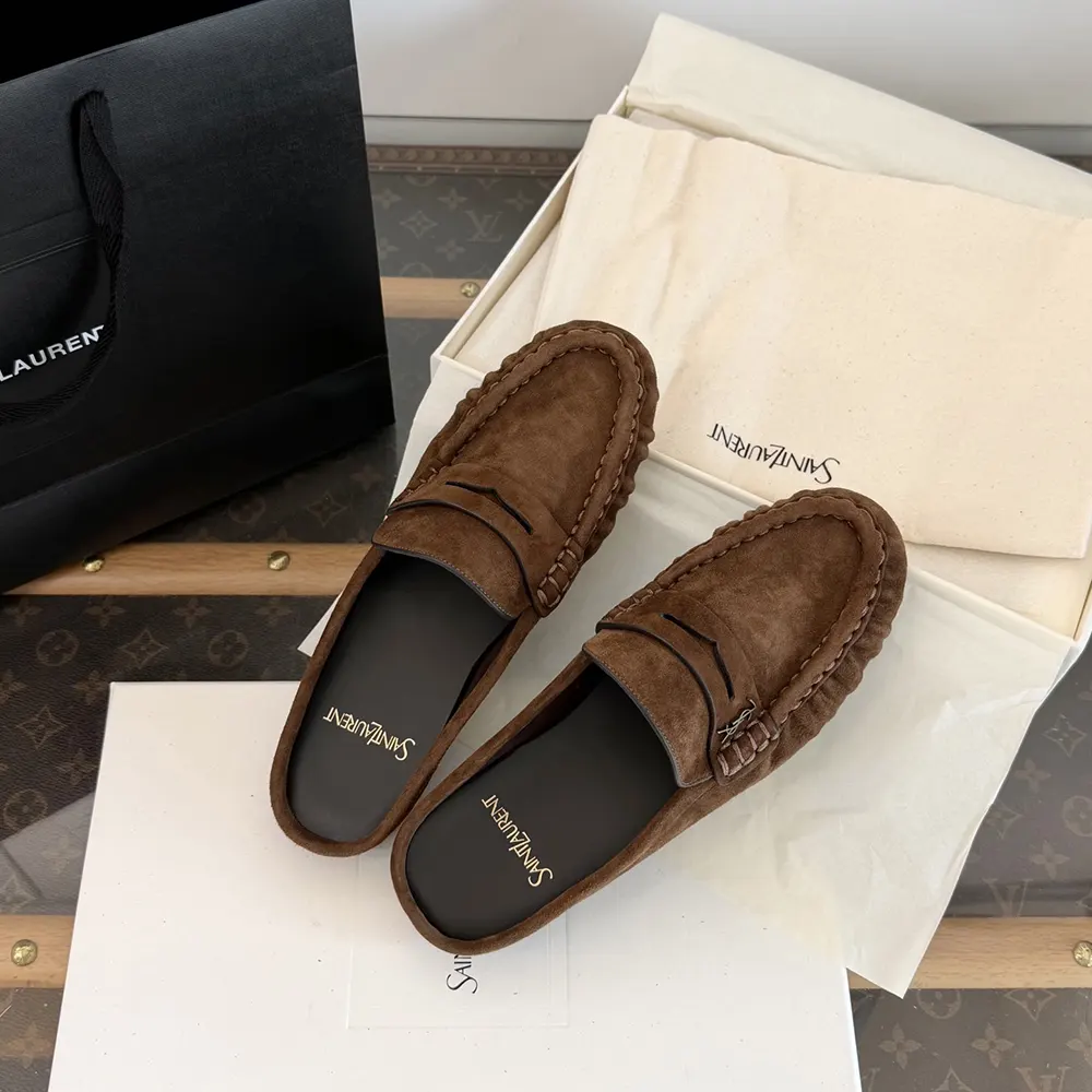 Saint Laurent YSL Unisex Le Loafer Mules in Suede - image 8