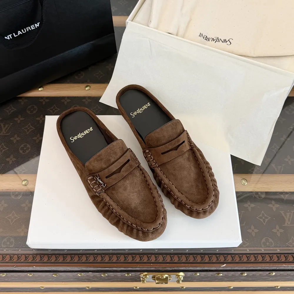 Saint Laurent YSL Unisex Le Loafer Mules in Suede - image 5