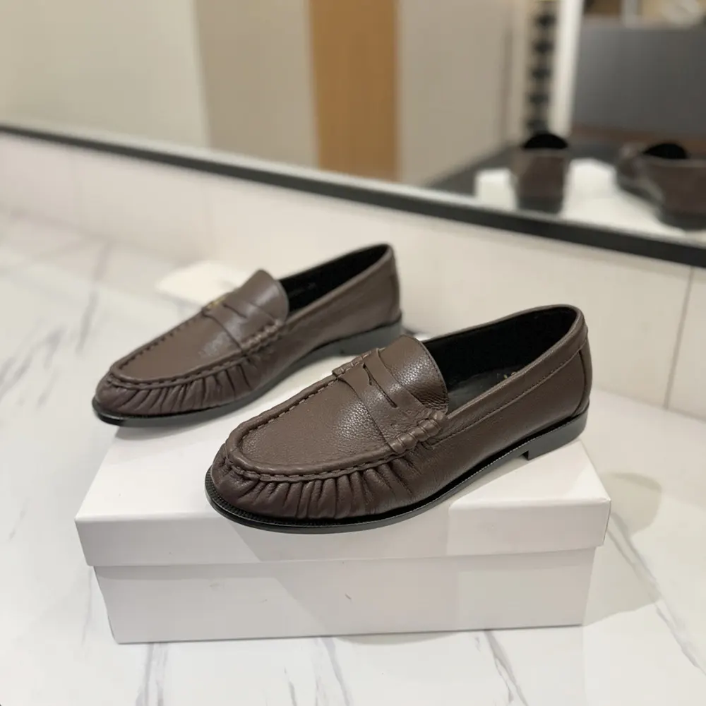 Saint Laurent YSL Unisex Le Loafer Supple showing leather texture and stitching detail