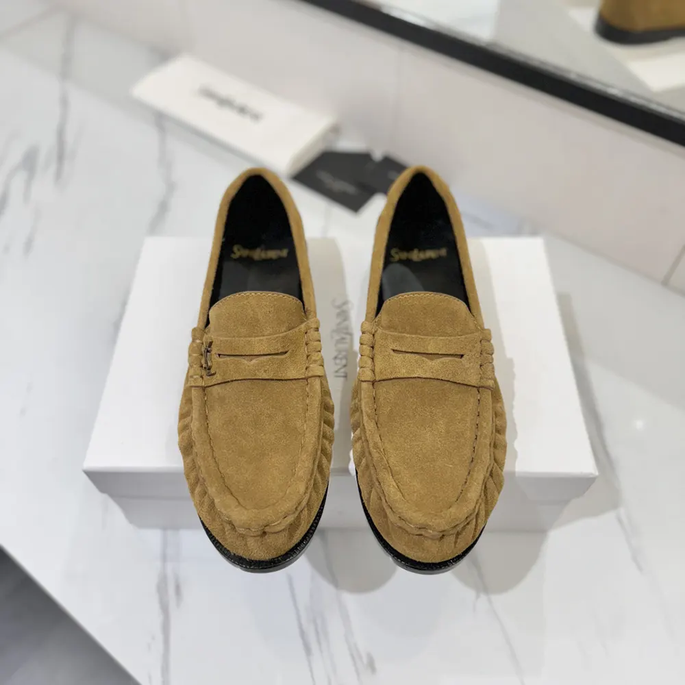 Saint Laurent YSL Unisex Le Loafer Supple in Suede-Brown - image 4
