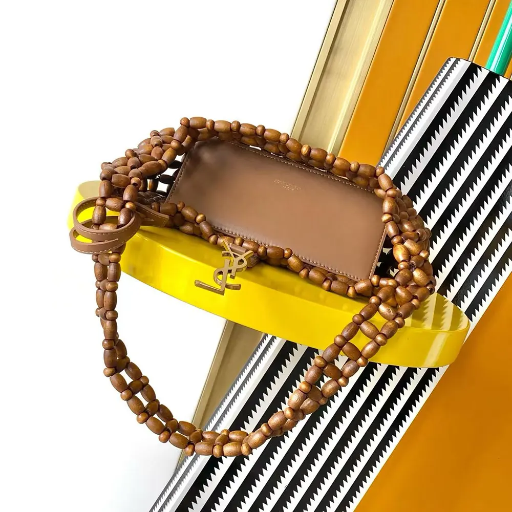 Saint Laurent YSL Women Le 5 À 7 In Wood Beads-Brown - image 6