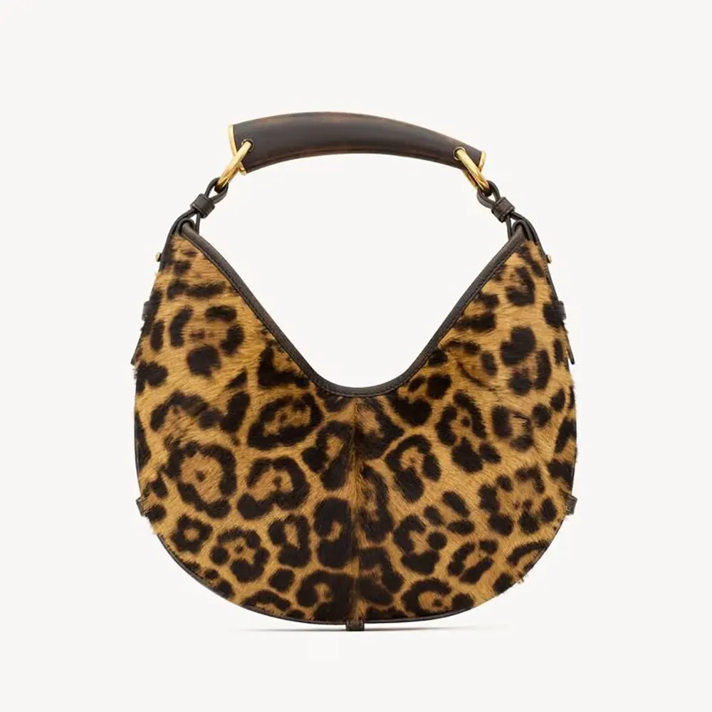 Front view of Saint Laurent YSL Women Mombasa Small pony hair leather bag