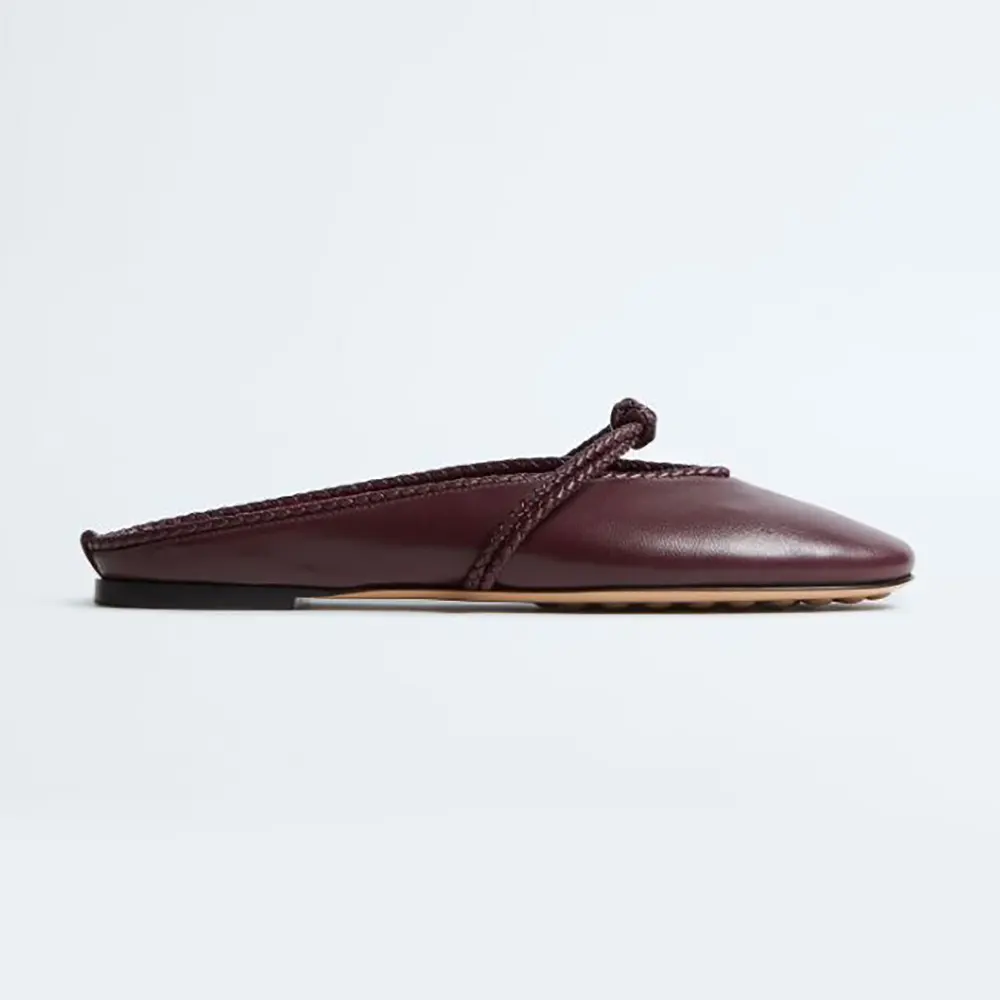 Side angle of Bottega Veneta Women Rosa Mary-Jane Ballerina-Deep Mahogany