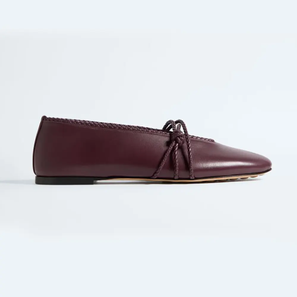 Bottega Veneta Women Rosa Mary-Jane Ballerina-Deep Mahogany