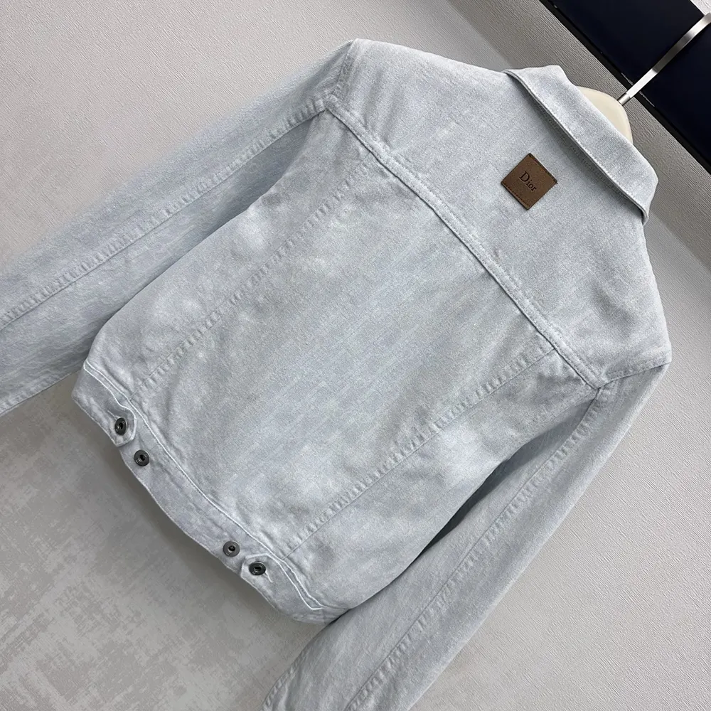 Dior Men Cropped Jacket Light Blue Dior Oblique Washed Cotton Denim - image 6