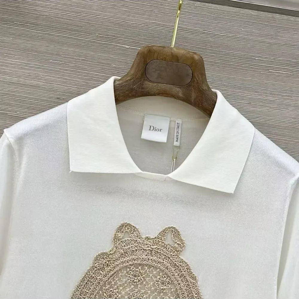 Dior Women Dioriviera Dior Médaillon Short-Sleeved Sweater Ecru Silk Knit - image 6