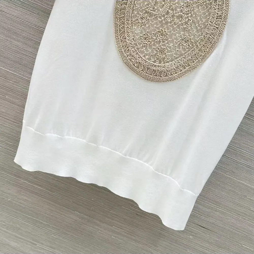 Dior Women Dioriviera Dior Médaillon Short-Sleeved Sweater Ecru Silk Knit - image 9