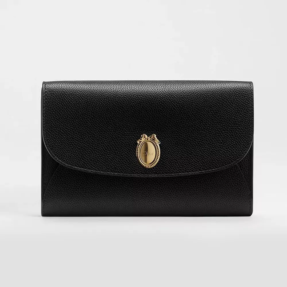 Front view of Dior Women Médaillon Envelope Pouch with Strap