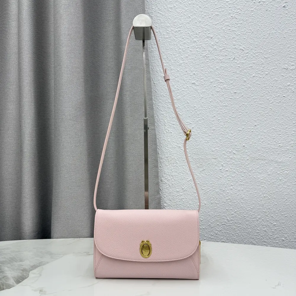 Dior Women Médaillon Envelope Pouch with Strap Rose Tendre and Gris Pietro Grained Calfskin - image 5