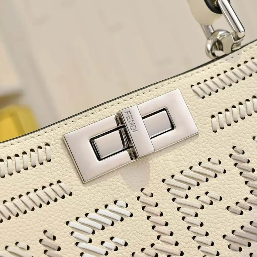 Fendi Women Peekaboo ISeeU Small Beige Leather Bag with FF Interlacing - image 4