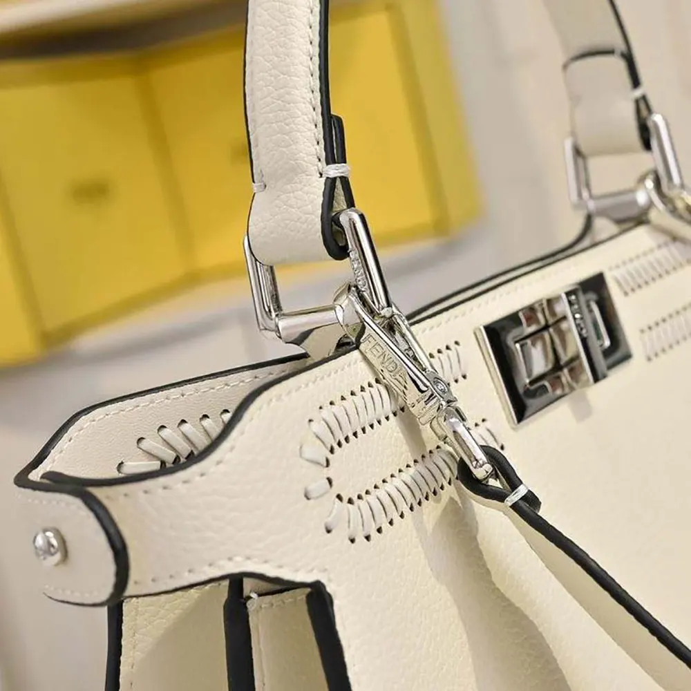Fendi Women Peekaboo ISeeU Small Beige Leather Bag with FF Interlacing - image 9