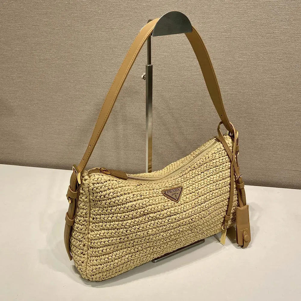 Prada Women Aimée Large Crochet and Leather Bag - image 9