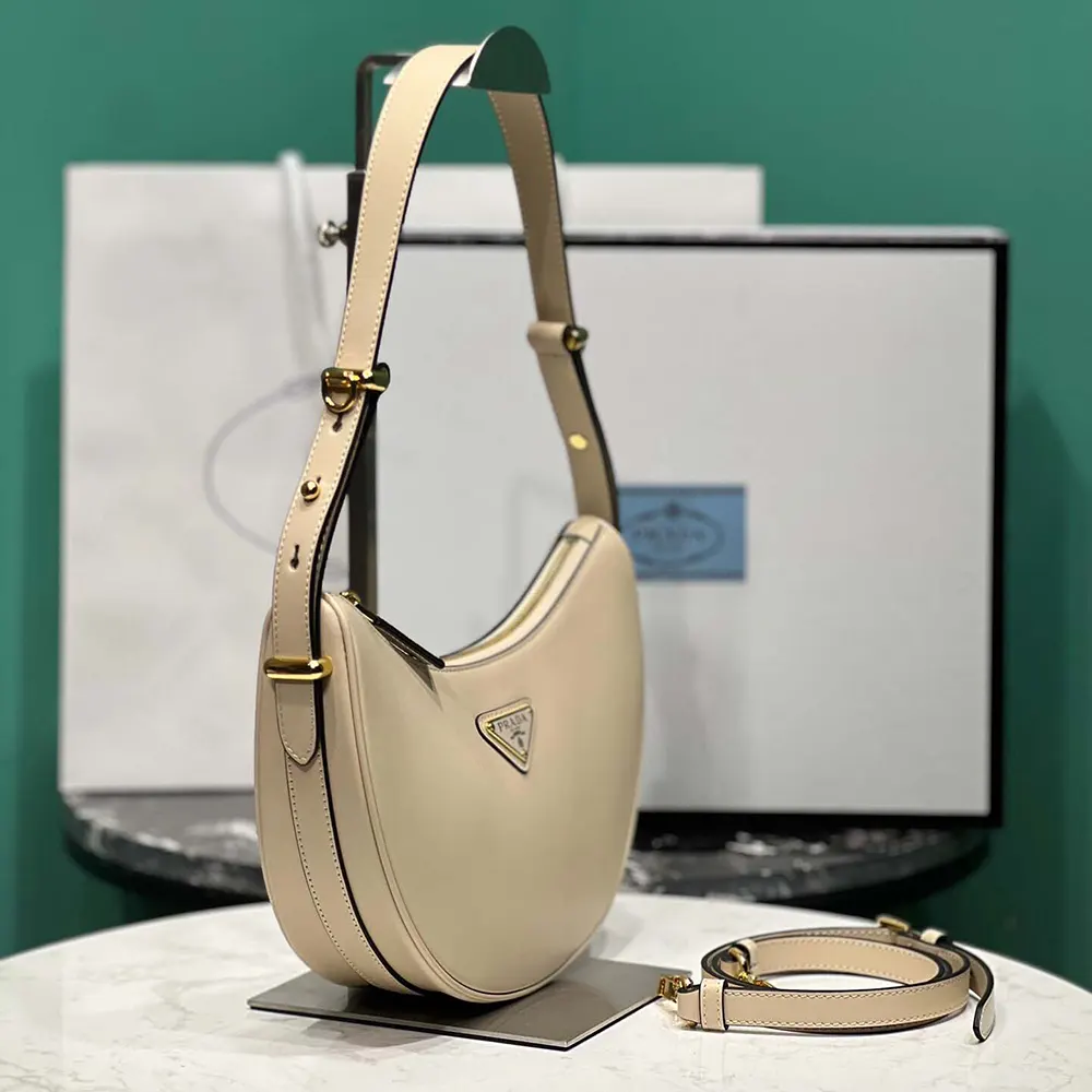 Prada Women Arqué Mini Leather Shoulder Bag-Sand Beige - image 5